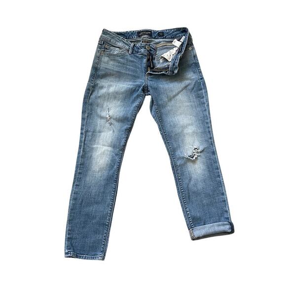 Lucky Brand 4/27 Lolita Crop Jeans | Mid Rise, Light Wash, Distressed Slim Fit - Picture 1 of 10